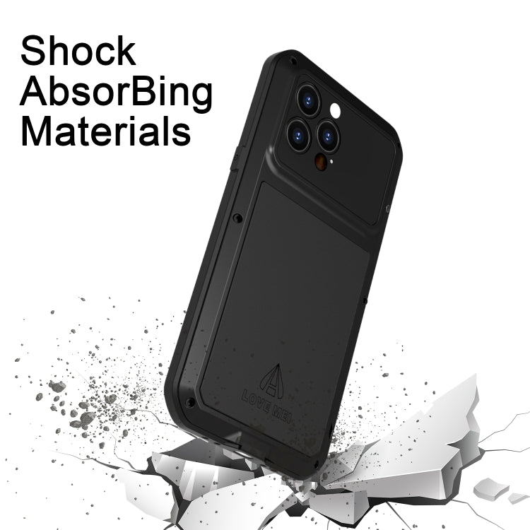 For iPhone 14 Pro LOVE MEI Metal Shockproof Life Waterproof Dustproof Phone Case(Black) - iPhone 14 Pro Cases by LOVE MEI | Online Shopping South Africa | PMC Jewellery