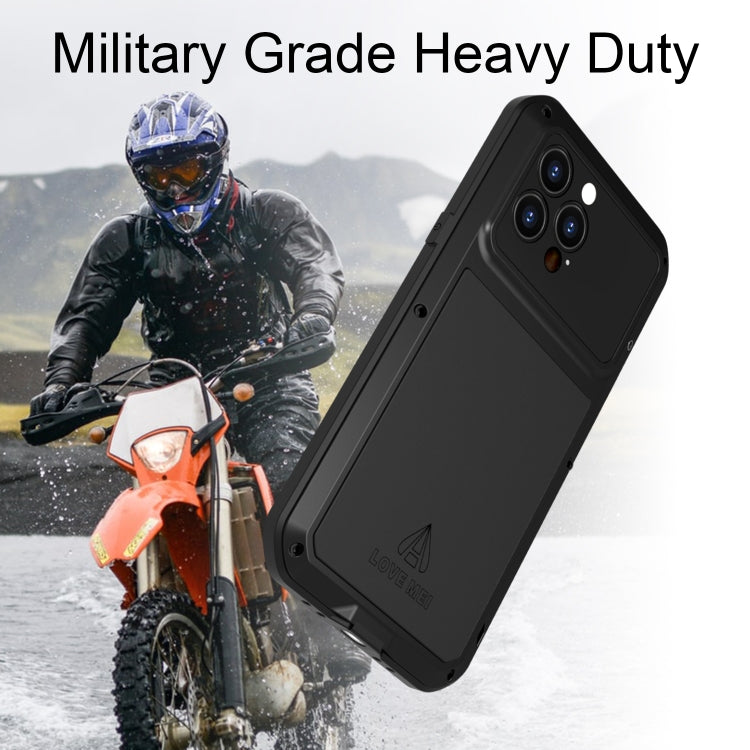For iPhone 14 Pro LOVE MEI Metal Shockproof Life Waterproof Dustproof Phone Case(Red) - free shipping - PMC TechLife - Order now!