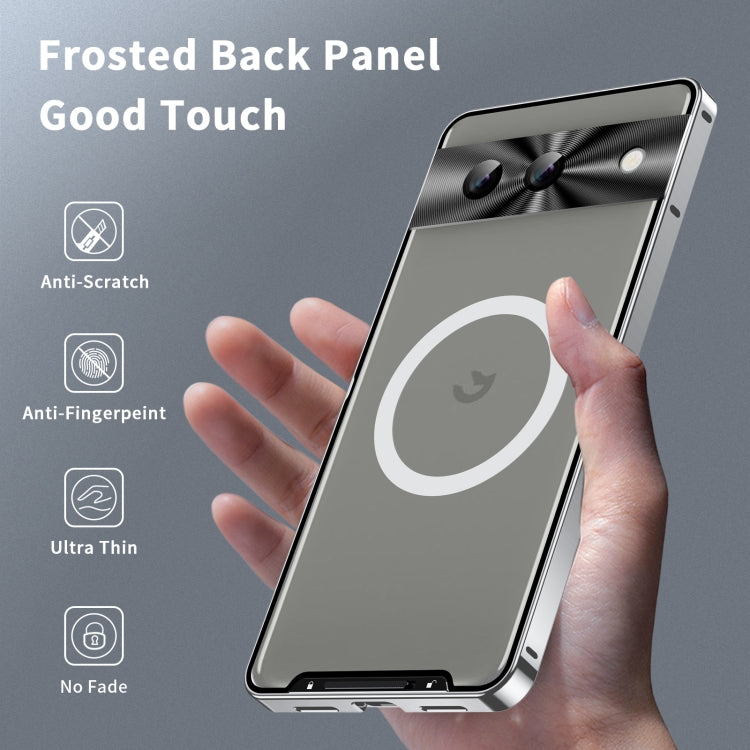 For Google Pixel 8a MagSafe Magnetic Frosted Metal Phone Case(Silver) - Google Cases by PMC TechLife | Online Shopping South Africa | PMC TechLife | Buy Now Pay Later Mobicred