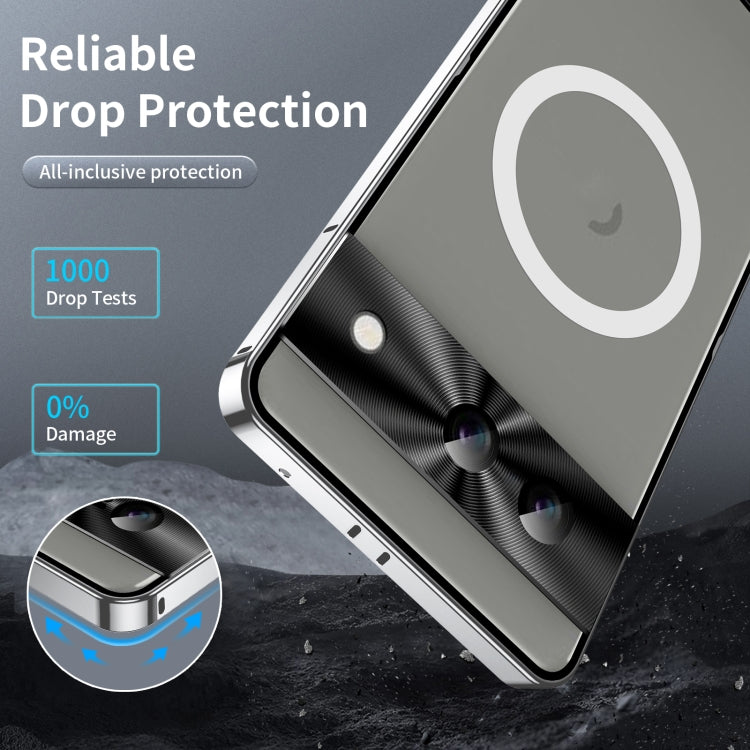 For Google Pixel 8a MagSafe Magnetic Frosted Metal Phone Case(Silver) - Google Cases by PMC TechLife | Online Shopping South Africa | PMC TechLife | Buy Now Pay Later Mobicred