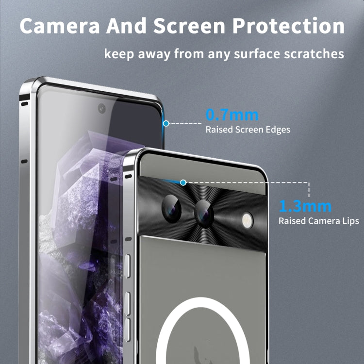 For Google Pixel 8a MagSafe Magnetic Frosted Metal Phone Case(Silver) - Google Cases by PMC TechLife | Online Shopping South Africa | PMC TechLife | Buy Now Pay Later Mobicred