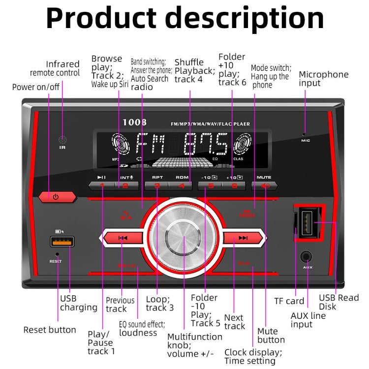 7 Colors Lighting 2 Din Car Radio Bluetooth USB MP3 Player - Car MP3 & MP4 & MP5 by PMC Jewellery | Online Shopping South Africa | PMC Jewellery | Buy Now Pay Later Mobicred