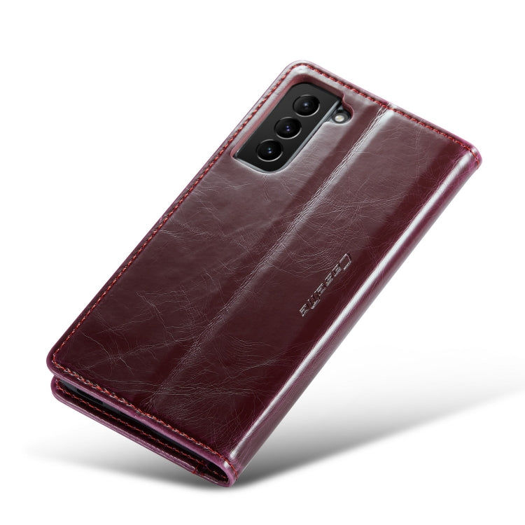 For Samsung Galaxy S21 FE 5G CaseMe 003 Crazy Horse Texture Leather Phone Case(Wine Red) - Galaxy Phone Cases by CaseMe | Online Shopping South Africa | PMC Jewellery | Buy Now Pay Later Mobicred