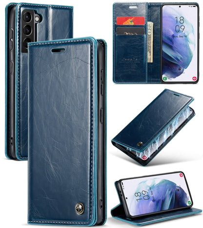 For Samsung Galaxy S21+ 5G CaseMe 003 Crazy Horse Texture Leather Phone Case(Blue) - Galaxy S21+ 5G Cases by CaseMe | Online Shopping South Africa | PMC Jewellery | Buy Now Pay Later Mobicred