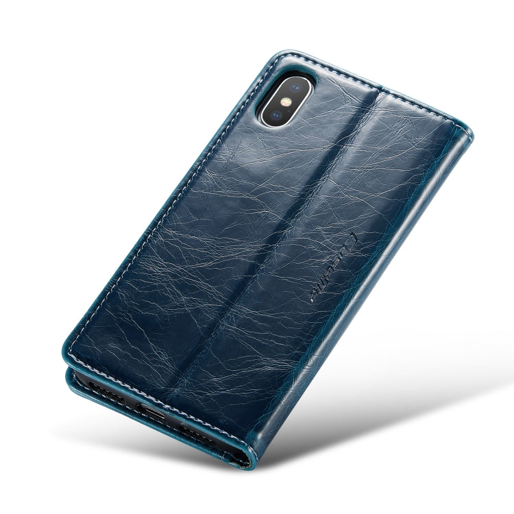 For iPhone XS CaseMe 003 Crazy Horse Texture Leather Phone Case(Blue) - More iPhone Cases by CaseMe | Online Shopping South Africa | PMC Jewellery | Buy Now Pay Later Mobicred