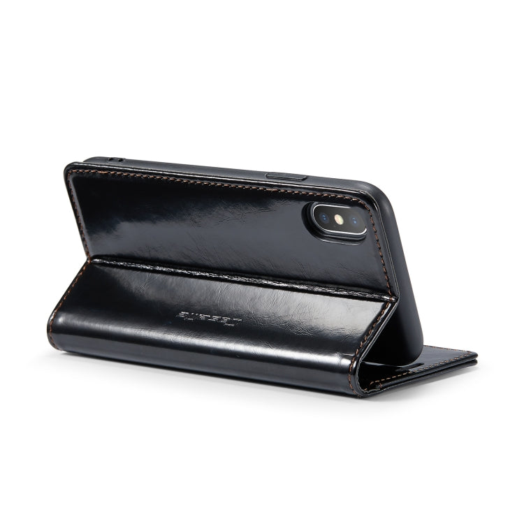 For iPhone XS CaseMe 003 Crazy Horse Texture Leather Phone Case(Black) - More iPhone Cases by CaseMe | Online Shopping South Africa | PMC Jewellery | Buy Now Pay Later Mobicred