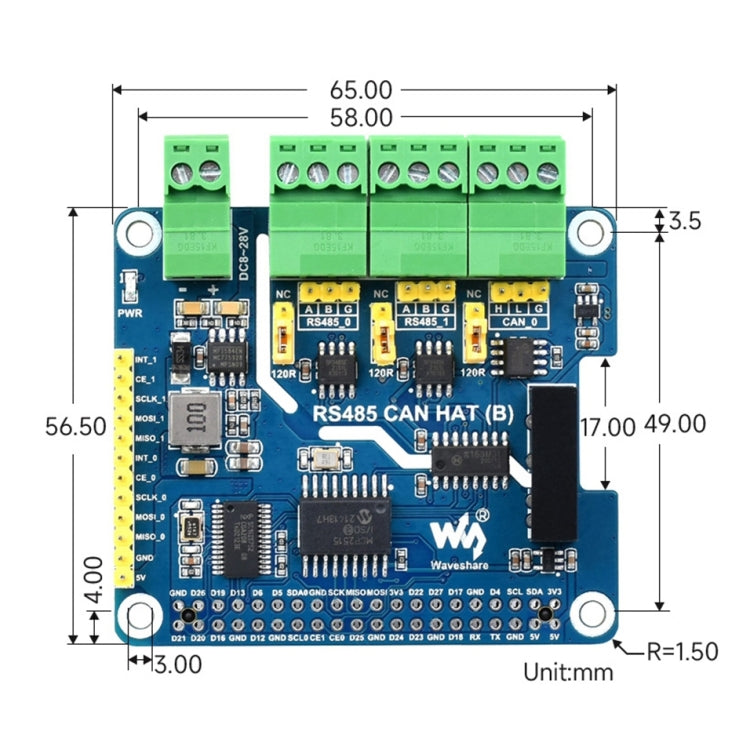Waveshare Isolated RS485 CAN HAT For Raspberry Pi - free shipping - PMC Jewellery - Order now!