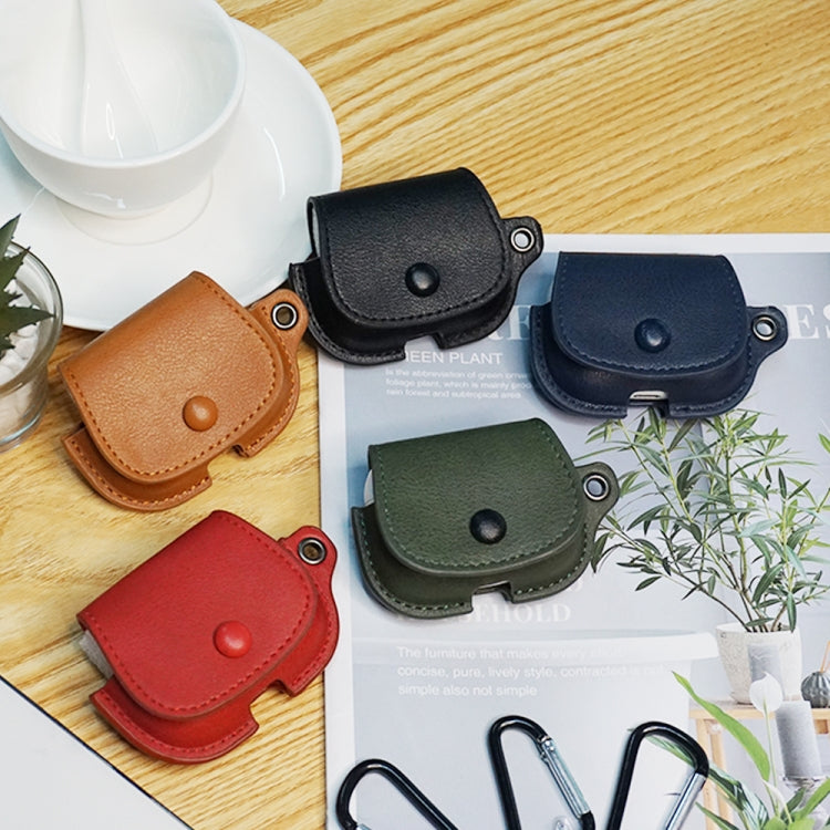 For AirPods 1 / 2 Backpack Style PU Leather Earphone Protective Case with Lanyard(Black) - For AirPods 1/2 by PMC Jewellery | Online Shopping South Africa | PMC Jewellery | Buy Now Pay Later Mobicred