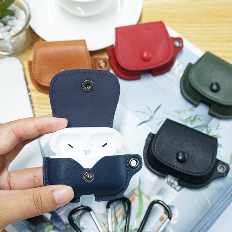 For AirPods Pro 2 Backpack Style PU Leather Earphone Protective Case with Lanyard(Army Green) - For AirPods Pro 2 by PMC Jewellery | Online Shopping South Africa | PMC Jewellery | Buy Now Pay Later Mobicred