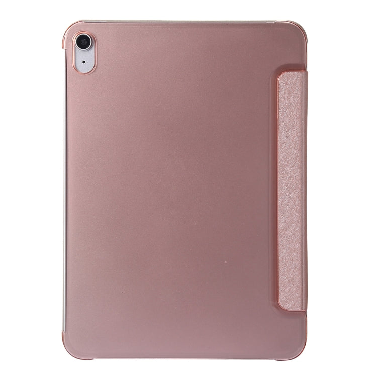 For iPad 10th Gen 10.9 2022 Silk Texture Three-fold Horizontal Flip Leather Tablet Case(Rose Gold) - iPad 10th Gen 10.9 Cases by PMC Jewellery | Online Shopping South Africa | PMC Jewellery