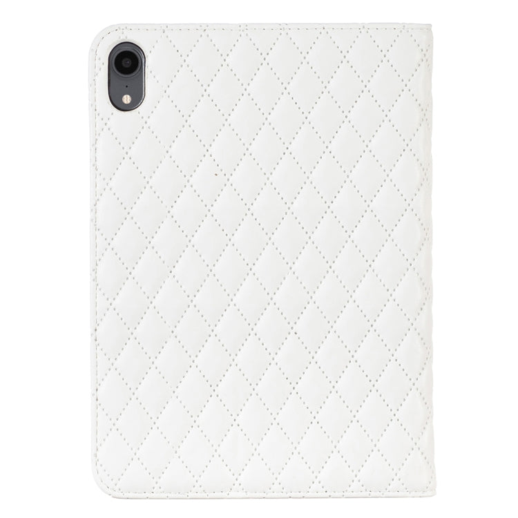 For iPad mini 6 Elegant Rhombic Texture Horizontal Flip Leather Tablet Case(White) - iPad mini 6 Cases by PMC Jewellery | Online Shopping South Africa | PMC Jewellery