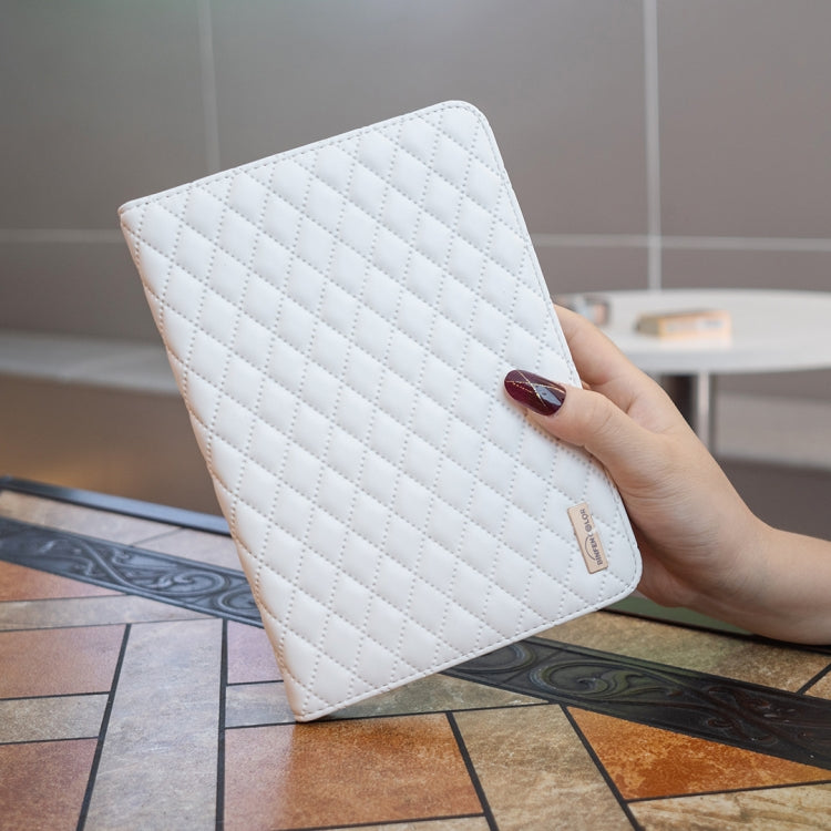 For iPad mini 6 Elegant Rhombic Texture Horizontal Flip Leather Tablet Case(White) - iPad mini 6 Cases by PMC TechLife | Online Shopping South Africa | PMC TechLife