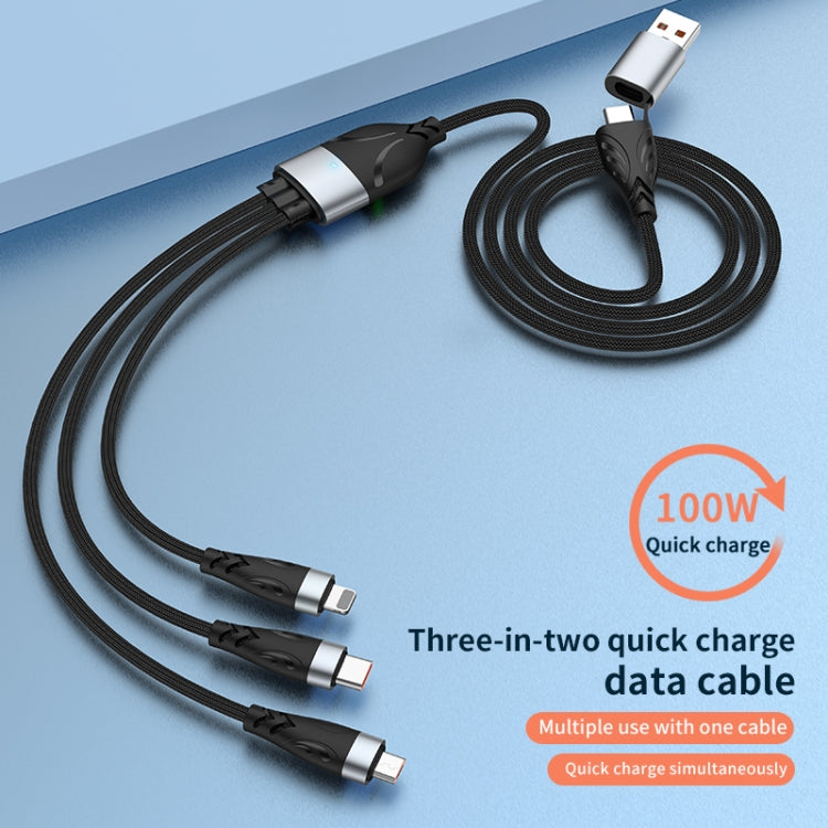 ADC-008 100W USB/Type-C to Type-C + 8 Pin + Micro USB Two to Three Fully Compatible Fast Charge Data Cable, Length:2m - Multifunction Cable by PMC Jewellery | Online Shopping South Africa | PMC Jewellery | Buy Now Pay Later Mobicred
