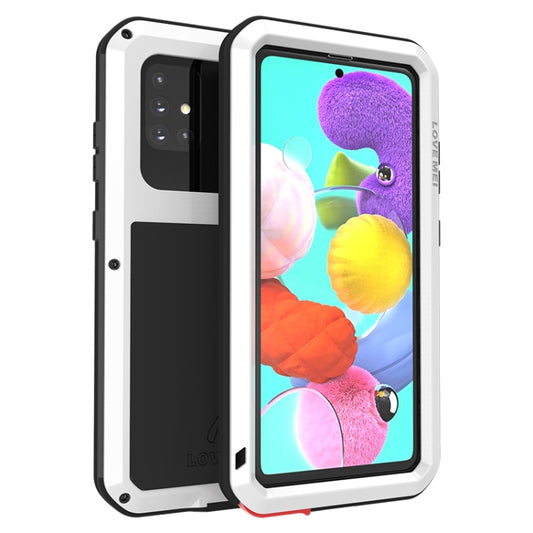 For Galaxy A51 LOVE MEI Metal Shockproof Waterproof Dustproof Protective Case(White) - Galaxy Phone Cases by LOVE MEI | Online Shopping South Africa | PMC Jewellery | Buy Now Pay Later Mobicred