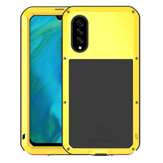 For Galaxy A70s LOVE MEI Metal Shockproof Waterproof Dustproof Protective Case(Yellow) - Galaxy Phone Cases by LOVE MEI | Online Shopping South Africa | PMC Jewellery | Buy Now Pay Later Mobicred