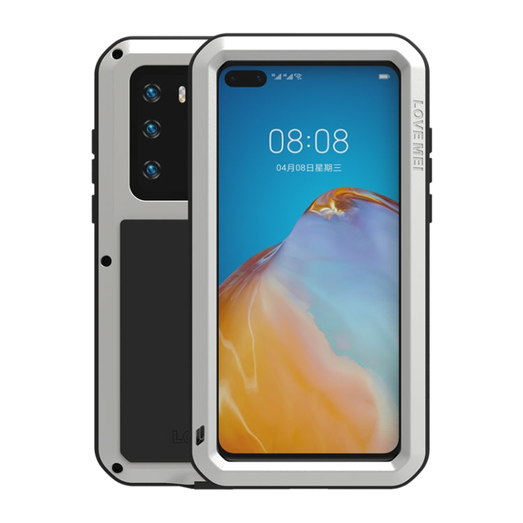 For Huawei P40 LOVE MEI Metal Shockproof Waterproof Dustproof Protective Case(Silver) - Huawei Cases by LOVE MEI | Online Shopping South Africa | PMC Jewellery | Buy Now Pay Later Mobicred