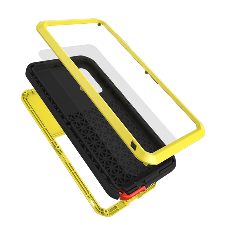 For Galaxy A50s LOVE MEI Metal Shockproof Waterproof Dustproof Protective Case(Yellow) - Galaxy Phone Cases by LOVE MEI | Online Shopping South Africa | PMC Jewellery | Buy Now Pay Later Mobicred