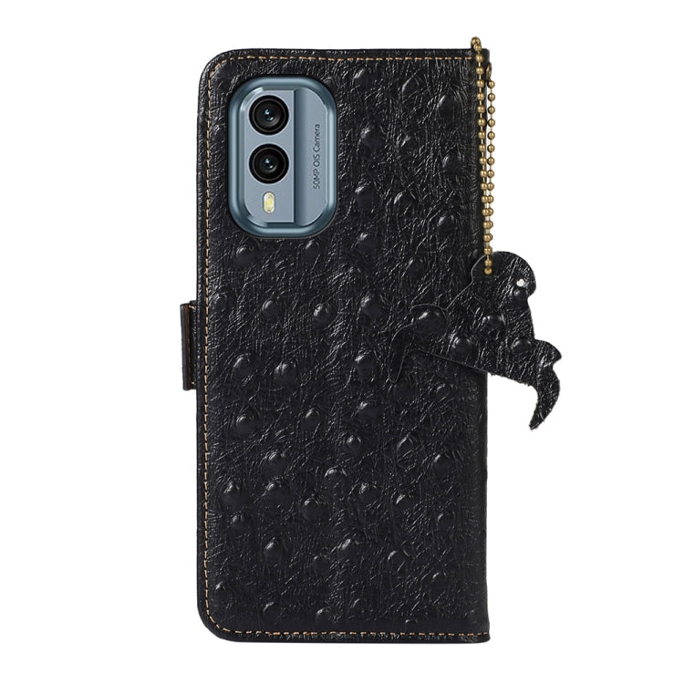 For Nokia X30 5G Ostrich Pattern Genuine Leather RFID Phone Case(Black) - Nokia Cases by PMC TechLife | Online Shopping South Africa | PMC TechLife | Buy Now Pay Later Mobicred