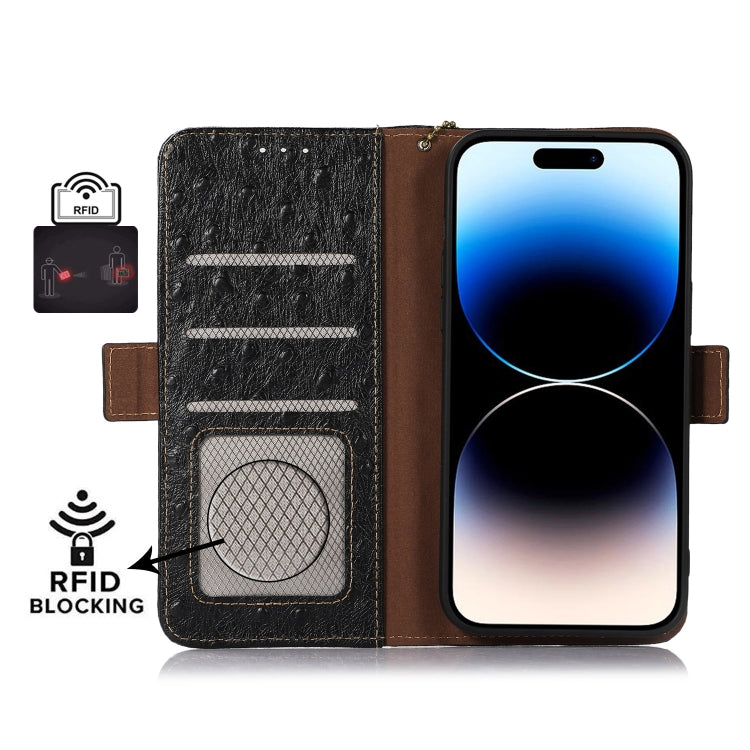 For Nokia X30 5G Ostrich Pattern Genuine Leather RFID Phone Case(Black) - Nokia Cases by PMC TechLife | Online Shopping South Africa | PMC TechLife | Buy Now Pay Later Mobicred