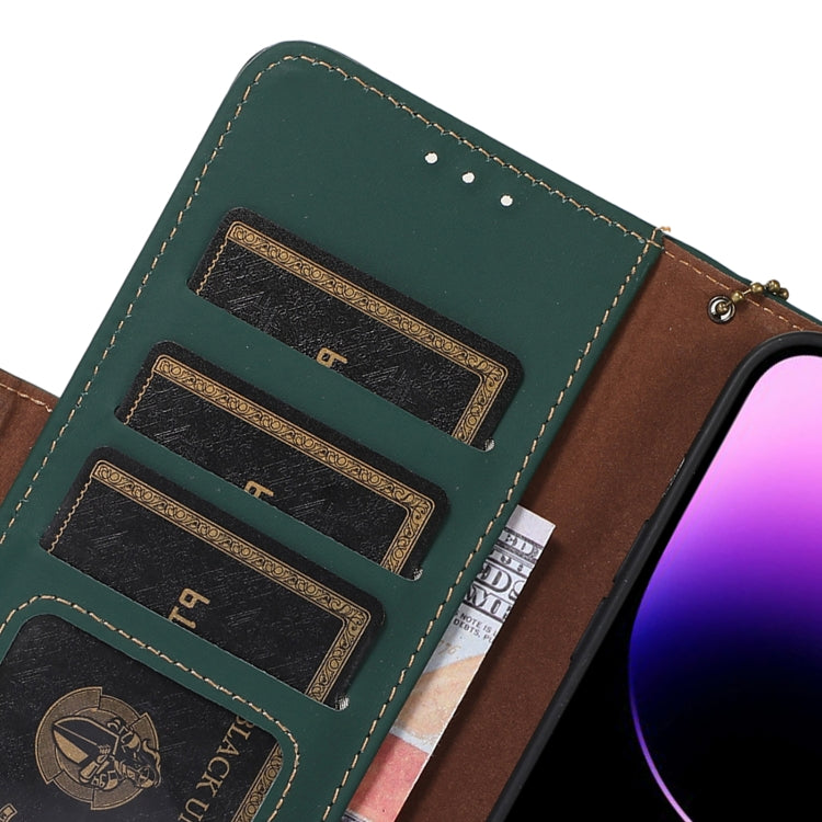 For Google Pixel 7 Genuine Leather Magnetic RFID Leather Phone Case(Green) - Google Cases by PMC TechLife | Online Shopping South Africa | PMC TechLife | Buy Now Pay Later Mobicred
