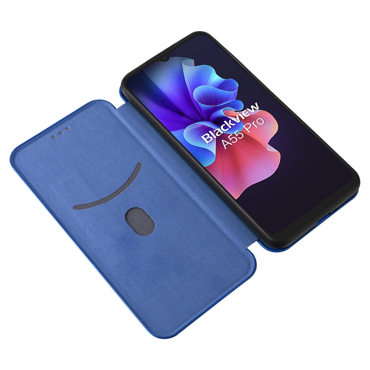 For Blackview A55 Pro Carbon Fiber Texture Horizontal Flip PU Phone Case(Blue) - More Brand by PMC TechLife | Online Shopping South Africa | PMC TechLife | Buy Now Pay Later Mobicred
