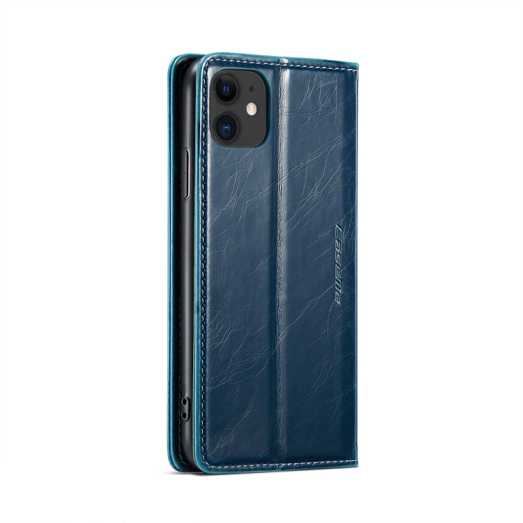 For iPhone 11 CaseMe 003 Crazy Horse Texture Leather Phone Case(Blue) - iPhone 11 Cases by CaseMe | Online Shopping South Africa | PMC Jewellery | Buy Now Pay Later Mobicred