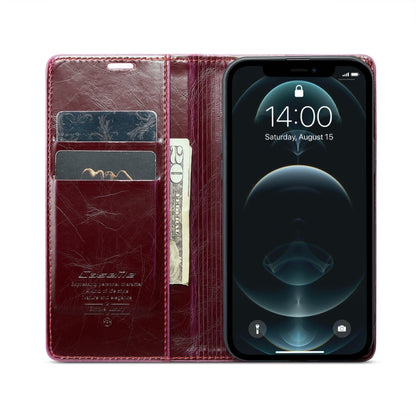 For iPhone 12 Pro Max CaseMe 003 Crazy Horse Texture Leather Phone Case(Red) - iPhone 12 Pro Max Cases by CaseMe | Online Shopping South Africa | PMC Jewellery | Buy Now Pay Later Mobicred