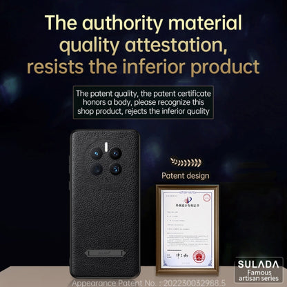 For Huawei Mate 50 Pro SULADA Invisible Bracket Leather Back Cover Phone Case(Black) - Huawei Cases by SULADA | Online Shopping South Africa | PMC Jewellery | Buy Now Pay Later Mobicred