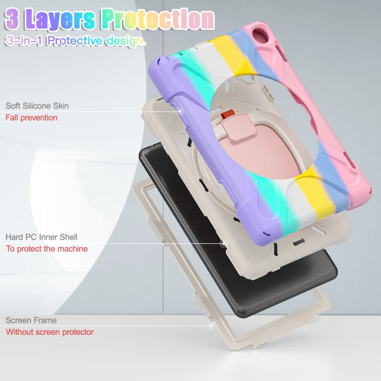 For Amazon Fire HD 8 2022 Silicone + PC Protective Tablet Case with Holder & Shoulder Strap(Colorful Pink) - Amazon by PMC TechLife | Online Shopping South Africa | PMC TechLife | Buy Now Pay Later Mobicred