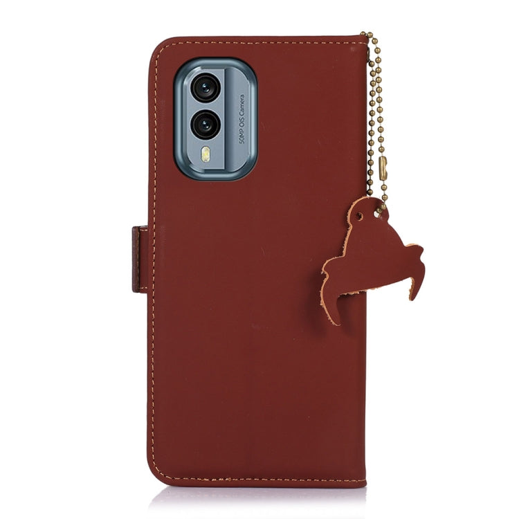For Nokia X30 5G Genuine Leather Magnetic RFID Leather Phone Case(Coffee) - Nokia Cases by PMC TechLife | Online Shopping South Africa | PMC TechLife | Buy Now Pay Later Mobicred