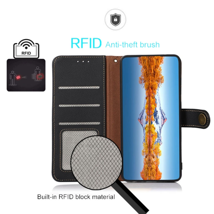 For Nokia X30 5G KHAZNEH Custer Genuine Leather RFID Phone Case(Black) - Nokia Cases by PMC TechLife | Online Shopping South Africa | PMC TechLife | Buy Now Pay Later Mobicred