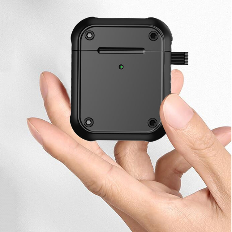 For AirPods 1 / 2 Wing TPU + PC Shockproof Earphone Protective Case(Black Blue) - free shipping - PMC Jewellery - Order now!