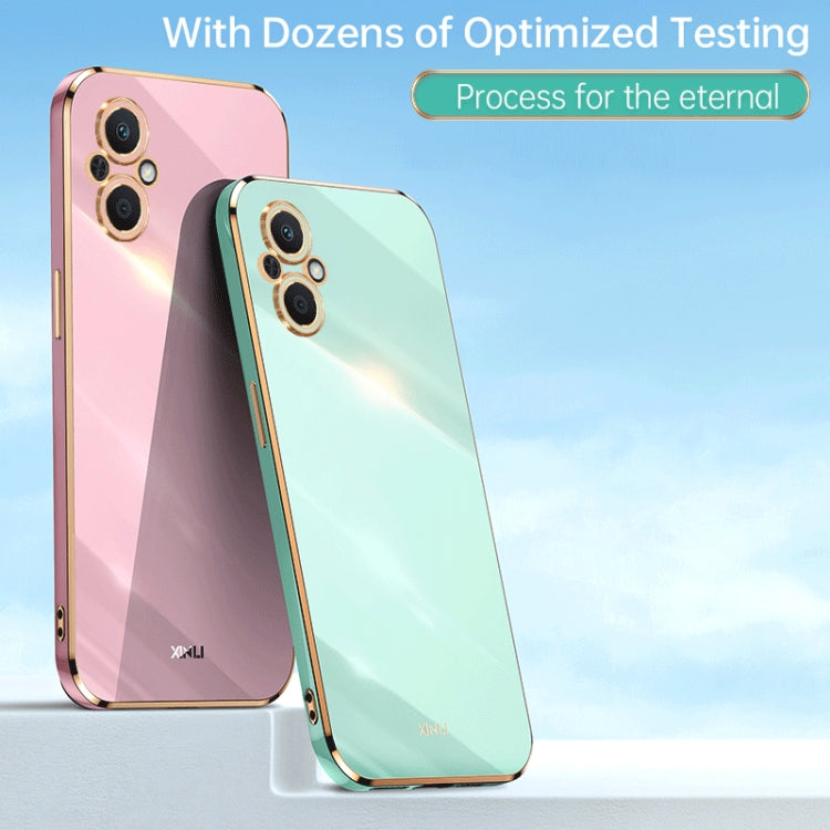For OPPO A96 XINLI Straight 6D Plating Gold Edge TPU Phone Case(Black) - OPPO Cases by PMC TechLife | Online Shopping South Africa | PMC TechLife | Buy Now Pay Later Mobicred