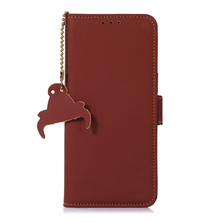For Nokia C31 Genuine Leather Magnetic RFID Leather Phone Case(Coffee) - Nokia Cases by PMC TechLife | Online Shopping South Africa | PMC TechLife | Buy Now Pay Later Mobicred