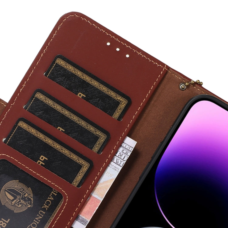 For Nokia C31 Genuine Leather Magnetic RFID Leather Phone Case(Coffee) - Nokia Cases by PMC TechLife | Online Shopping South Africa | PMC TechLife | Buy Now Pay Later Mobicred