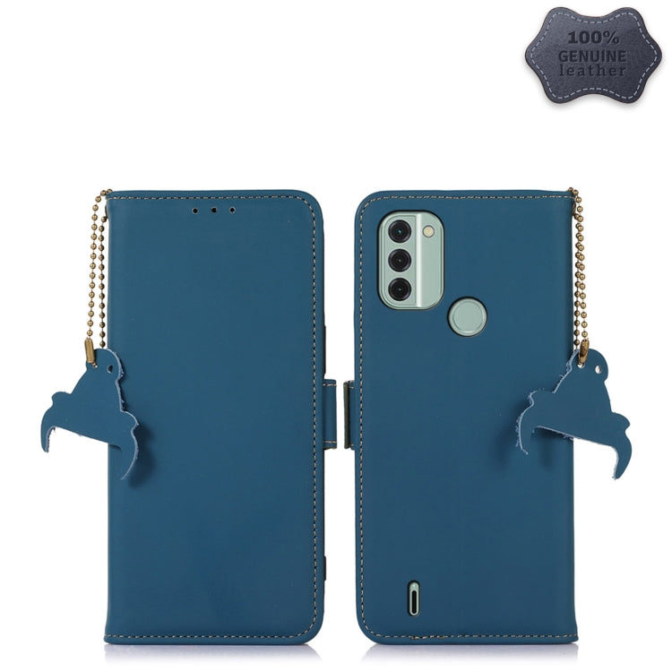 For Nokia C31 Genuine Leather Magnetic RFID Leather Phone Case(Blue) - Nokia Cases by PMC TechLife | Online Shopping South Africa | PMC TechLife | Buy Now Pay Later Mobicred