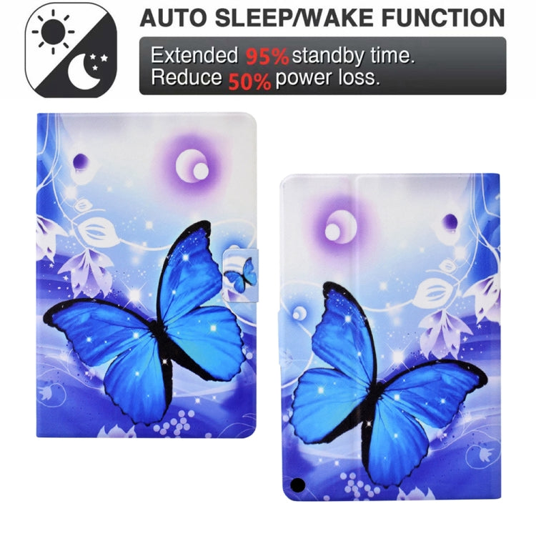 For Amazon Kindle Fire HD 10 2021 Electric Pressed TPU Smart Leather Tablet Case(Blue Butterfly) - Amazon by PMC TechLife | Online Shopping South Africa | PMC TechLife | Buy Now Pay Later Mobicred