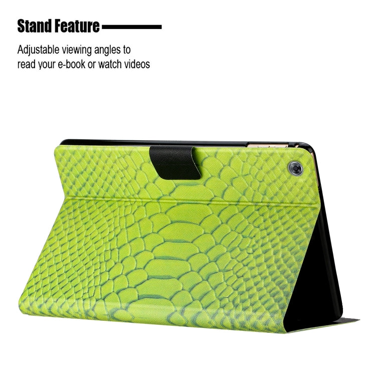 For Huawei MediaPad M5 lite 10.1 Solid Color Crocodile Texture Leather Smart Tablet Case(Green) - Huawei by PMC TechLife | Online Shopping South Africa | PMC TechLife | Buy Now Pay Later Mobicred
