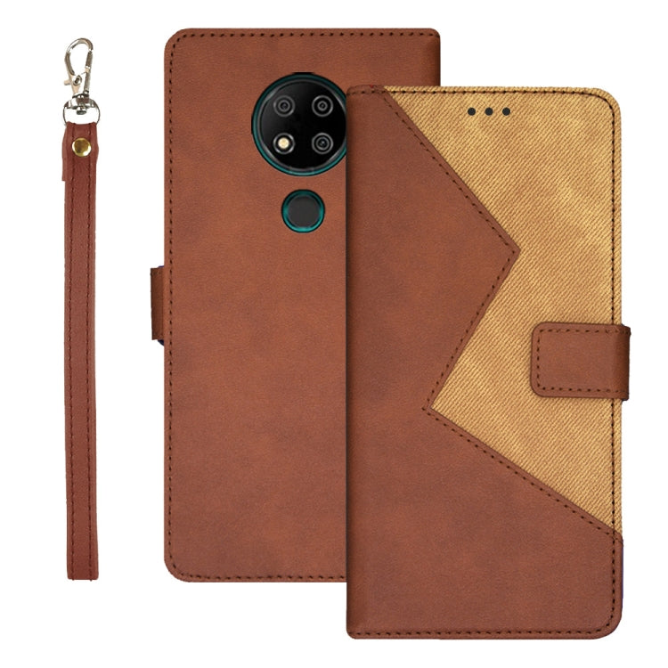 For Oukitel C19 Pro idewei Two-color Splicing Leather Phone Case(Brown) - More Brand by idewei | Online Shopping South Africa | PMC Jewellery | Buy Now Pay Later Mobicred