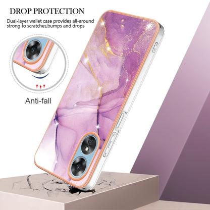 For OPPO A17 Electroplating Marble Dual-side IMD Phone Case(Purple 001) - OPPO Cases by PMC Jewellery | Online Shopping South Africa | PMC Jewellery | Buy Now Pay Later Mobicred