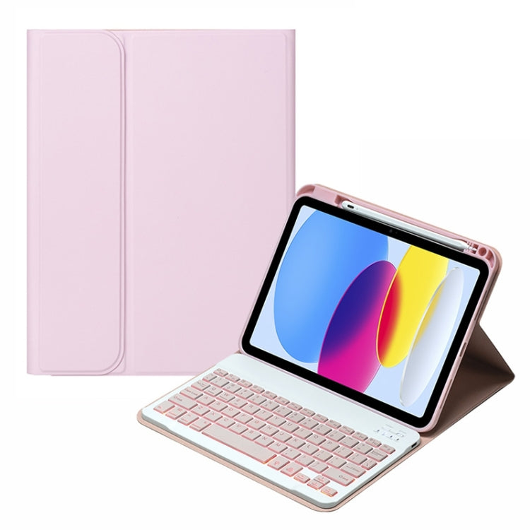 For iPad 10th Gen 10.9 2022 SA-10DS Backlight Bluetooth Keyboard Leather Tablet Case with Pen Slot(Pink) - Universal by PMC Jewellery | Online Shopping South Africa | PMC Jewellery