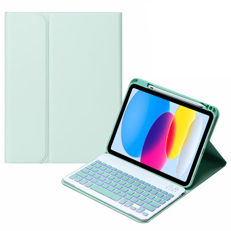 For iPad 10th Gen 10.9 2022 SA-10DS Backlight Bluetooth Keyboard Leather Tablet Case with Pen Slot(Light Green) - Universal by PMC Jewellery | Online Shopping South Africa | PMC Jewellery