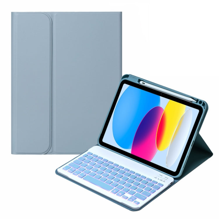 For iPad 10th Gen 10.9 2022 SA-10DS Backlight Bluetooth Keyboard Leather Tablet Case with Pen Slot(Light Blue) - Universal by PMC Jewellery | Online Shopping South Africa | PMC Jewellery