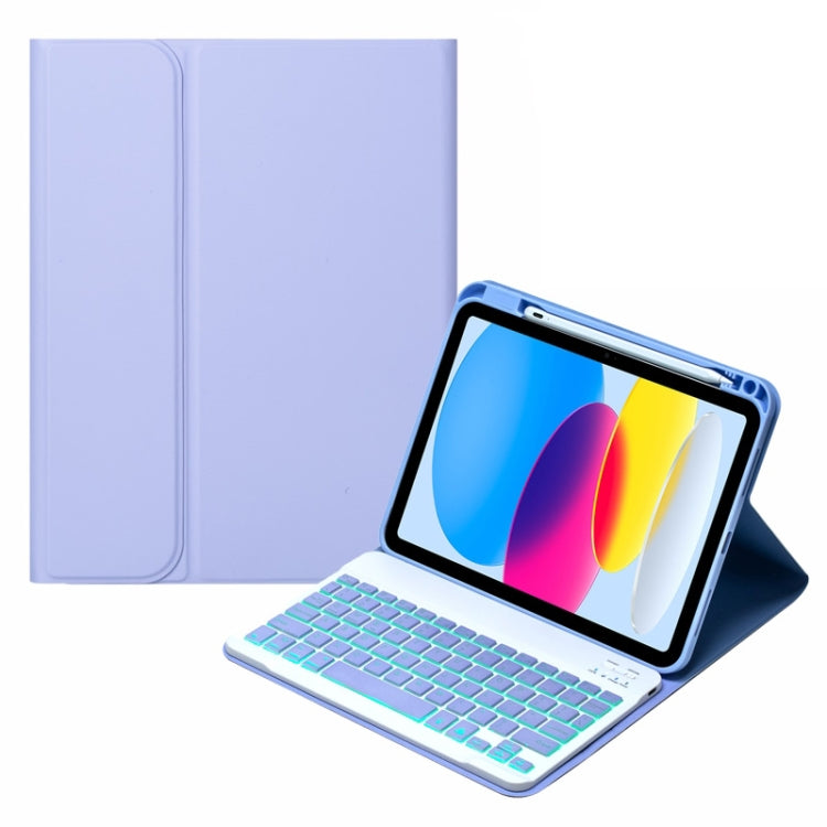 For iPad 10th Gen 10.9 2022 SA-10DS Backlight Bluetooth Keyboard Leather Tablet Case with Pen Slot(Light Purple) - Universal by PMC Jewellery | Online Shopping South Africa | PMC Jewellery