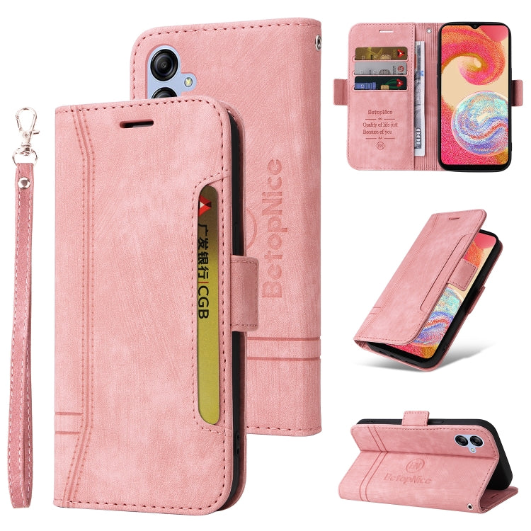 For Samsung Galaxy A04e BETOPNICE Dual-side Buckle Leather Phone Case(Pink) - Galaxy Phone Cases by BETOPNICE | Online Shopping South Africa | PMC Jewellery | Buy Now Pay Later Mobicred