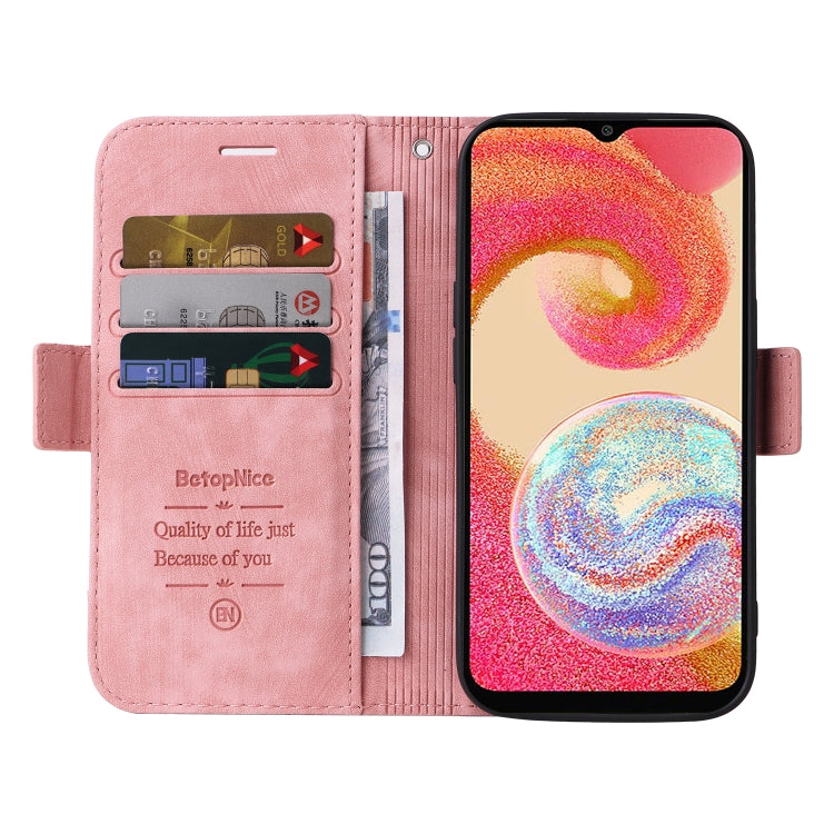 For Samsung Galaxy A04e BETOPNICE Dual-side Buckle Leather Phone Case(Pink) - Galaxy Phone Cases by BETOPNICE | Online Shopping South Africa | PMC Jewellery | Buy Now Pay Later Mobicred