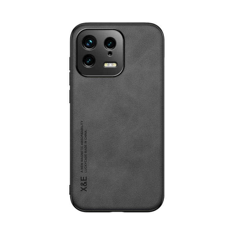 For Xiaomi 13 Skin Feel Magnetic Leather Back Phone Case(Dark Grey) - 13 Cases by PMC Jewellery | Online Shopping South Africa | PMC Jewellery