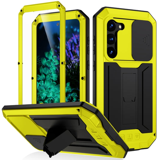 For Samsung Galaxy S23+ 5G R-JUST Sliding Camera Design Life Waterproof Dustproof Shockproof Phone Case(Yellow) - Galaxy S23+ 5G Cases by R-JUST | Online Shopping South Africa | PMC Jewellery | Buy Now Pay Later Mobicred