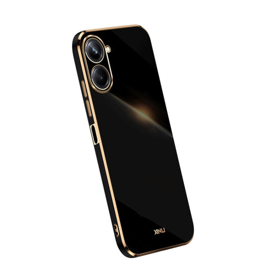 For Realme 10 4G XINLI Straight Edge 6D Electroplate TPU Phone Case(Black) - Realme Cases by XINLI | Online Shopping South Africa | PMC Jewellery | Buy Now Pay Later Mobicred