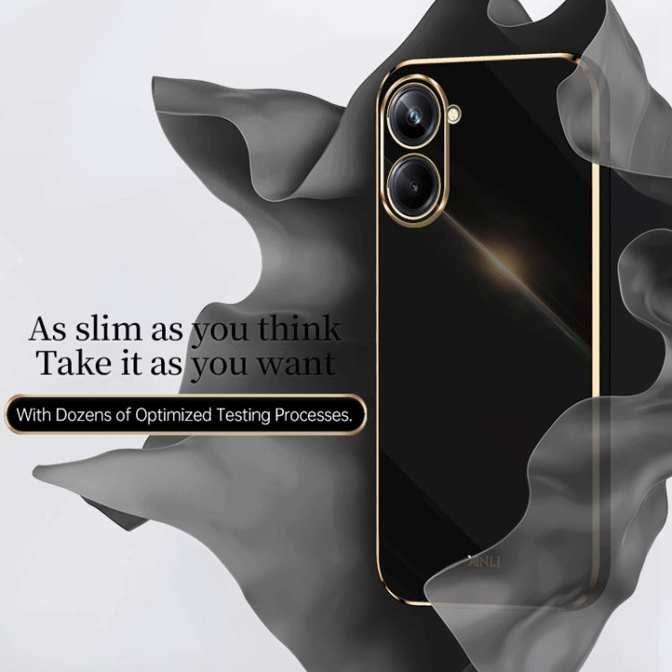 For Realme 10 4G XINLI Straight Edge 6D Electroplate TPU Phone Case(Black) - Realme Cases by XINLI | Online Shopping South Africa | PMC TechLife | Buy Now Pay Later Mobicred